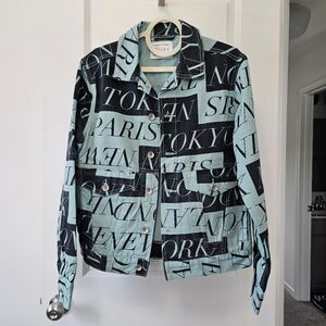 BDG Denim Jacket with Newspaper Print